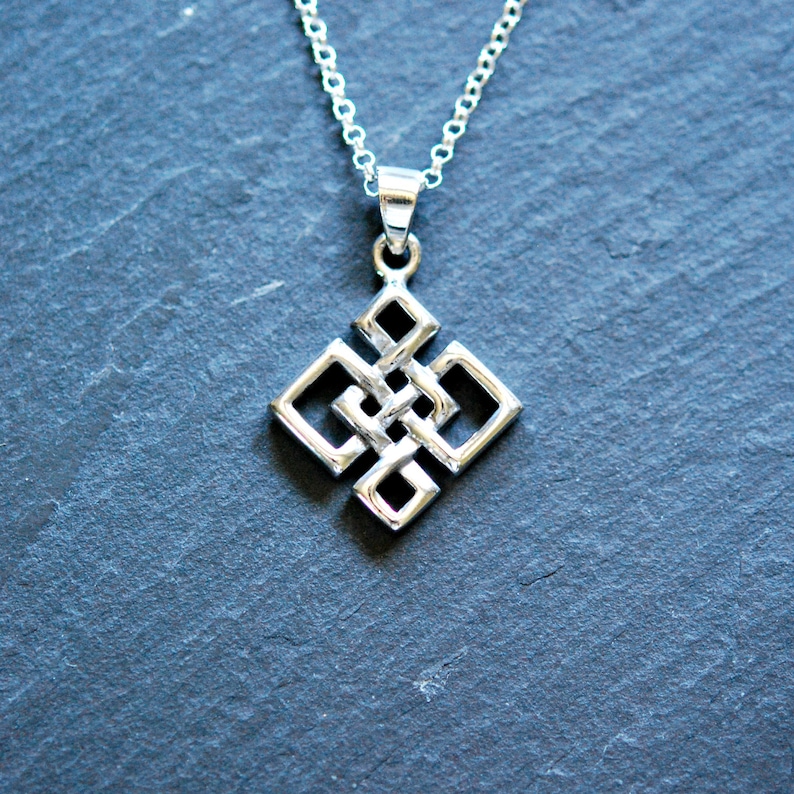 Celtic Knot Necklace Sterling Silver Love Quaternary - Sterling Silver Love Knot Pendant Necklace
