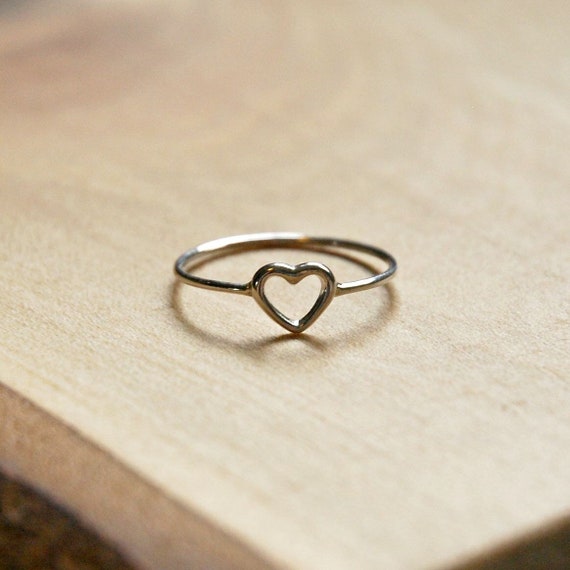 Sterling silver heart ring, silver rings for women, open heart, birthday gift for her, promise ring, minimalist ring, girlfriend ring