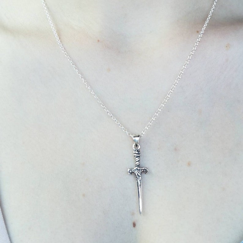 Dagger necklace, sword necklace, 925 sterling silver sword pendant, silver dagger pendant, knife necklace, mens necklace, knife pendant image 5