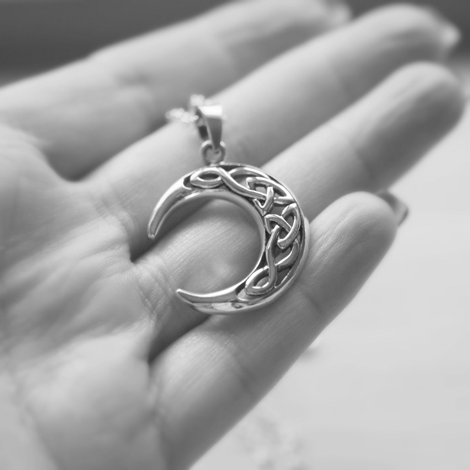 Celtic Moon Necklace Sterling Silver Crescent Moon Celtic - Etsy Canada