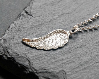 Sterling silver angel wing necklace, silver wing pendant, guardian angel, remembrance jewelry, protection necklace, friendship necklace