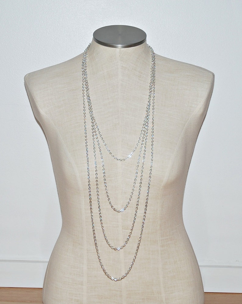 Multi strand chain necklace long sterling silver necklace Etsy