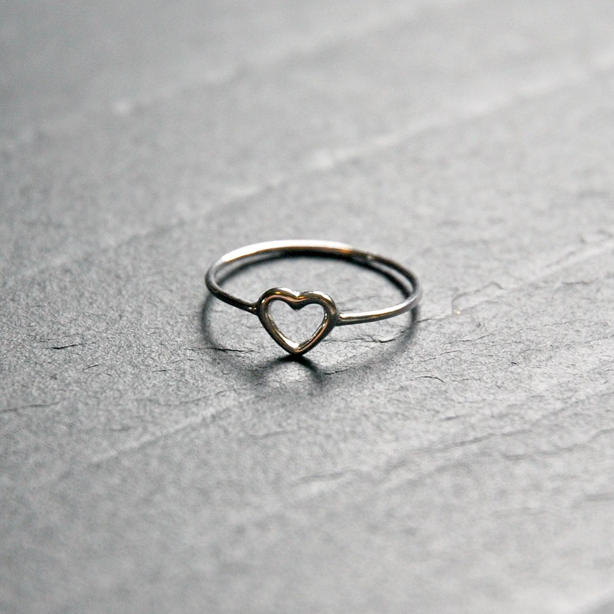 Sterling silver heart ring, silver rings for women, open heart ...