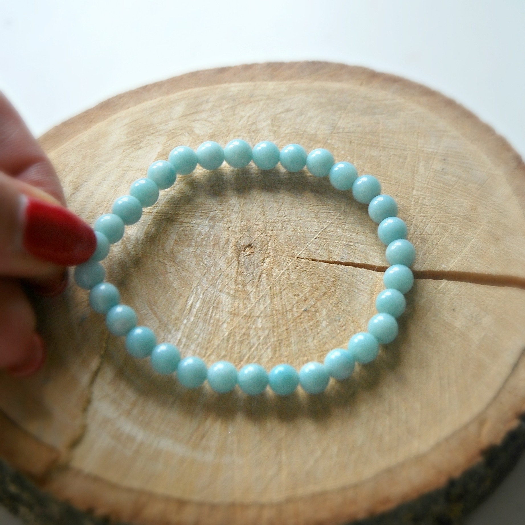 Amazonite bracelet, pale blue gemstone, stacking bracelet, boho jewelry