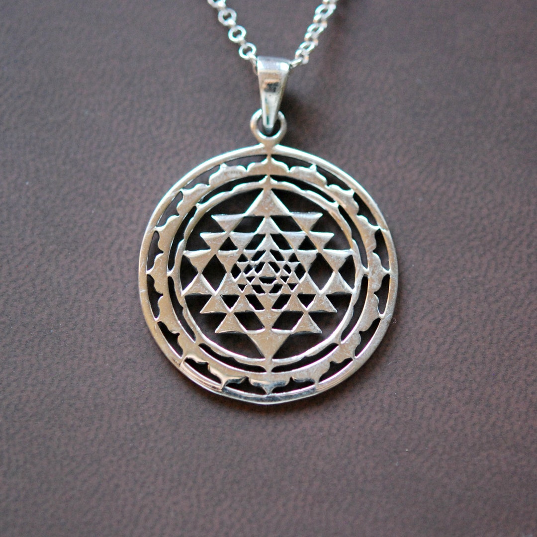 Sterling Silver Sri Yantra Necklace Sacred Geometry Jewelry Etsy