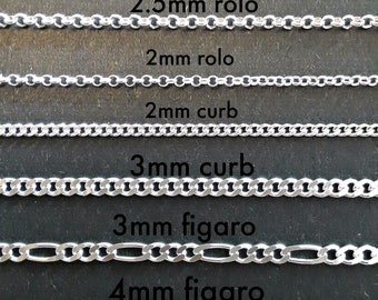 Sterling silver chain, silver rolo chain, silver curb chain, silver figaro chain, simple chain, sterling silver necklace, mens chain