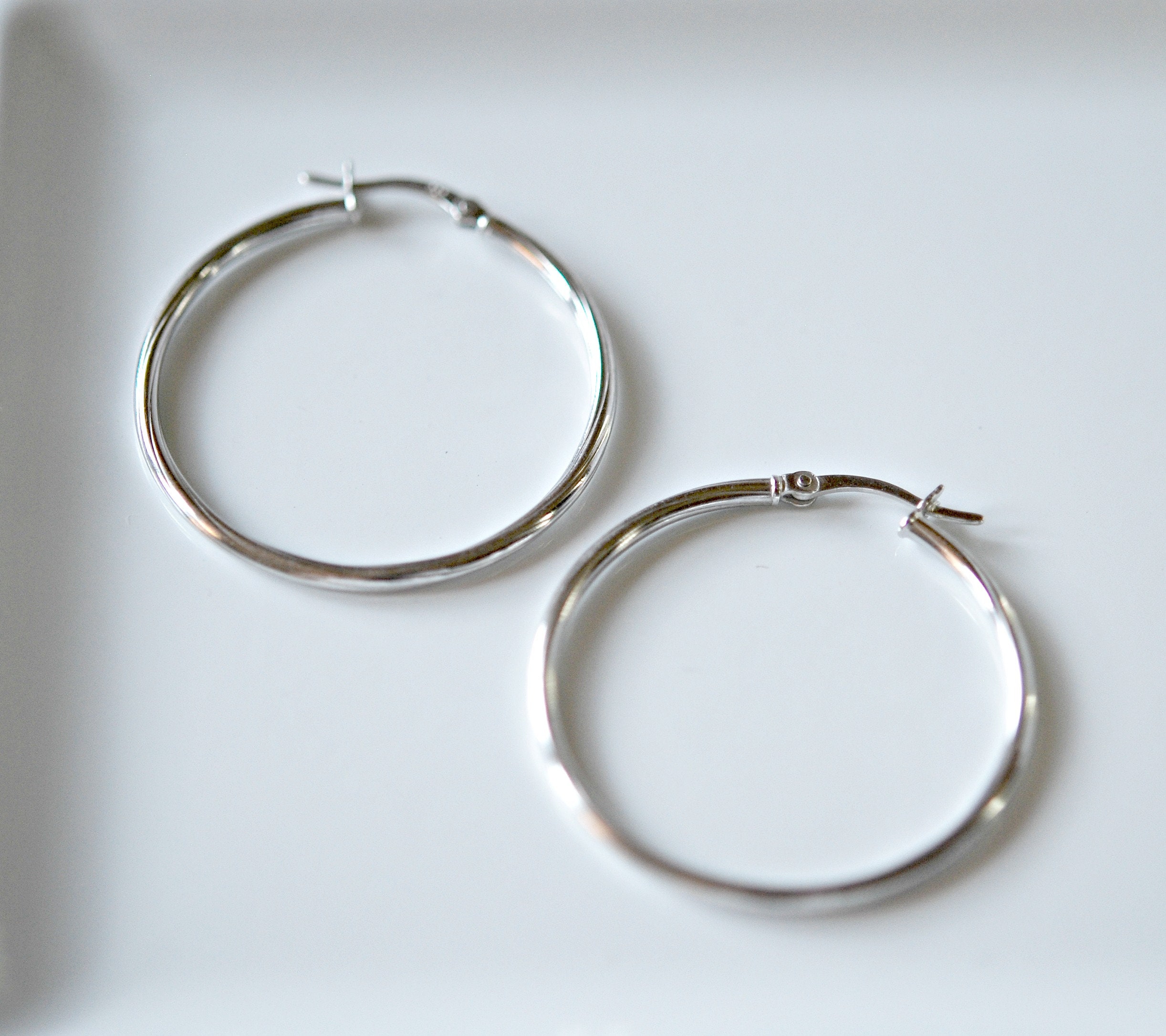 Large sterling silver hoop earrings