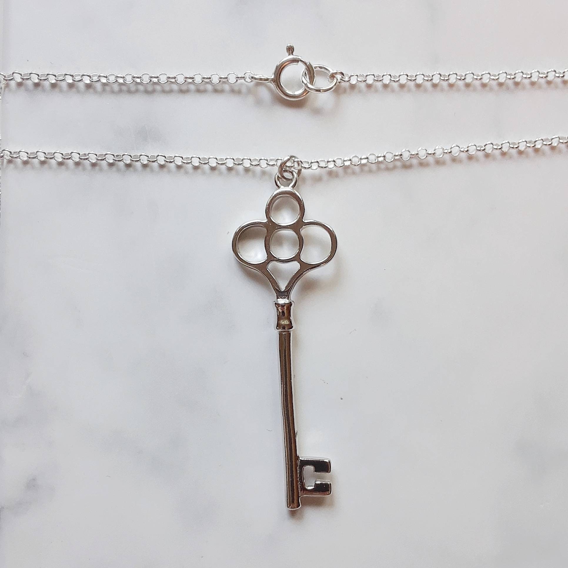 Silver Key Necklace for Women 925 Sterling Silver Key Pendant 