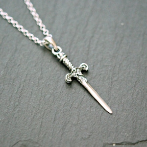 Dagger necklace, sword necklace, 925 sterling silver sword pendant, silver dagger pendant, knife necklace, mens necklace, knife pendant image 1