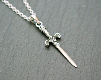 Dagger necklace, sword necklace, 925 sterling silver sword pendant, silver dagger pendant, knife necklace, mens necklace, knife pendant