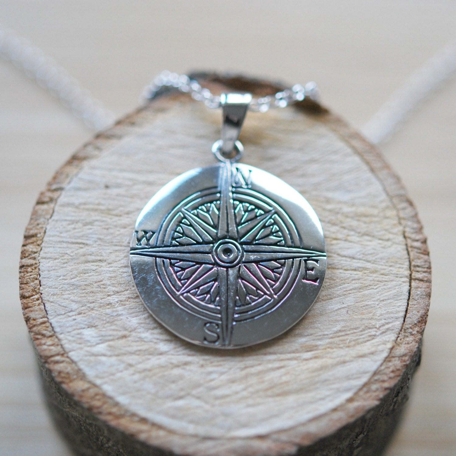 Compass Necklace Sterling Silver Compass Pendant Wanderlust Etsy Canada