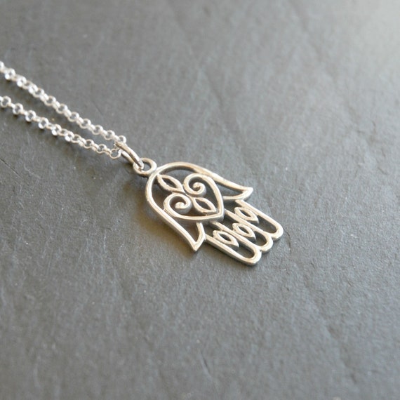 Sterling silver hamsa necklace