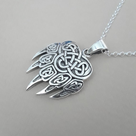 Sterling silver celtic bear claw necklace
