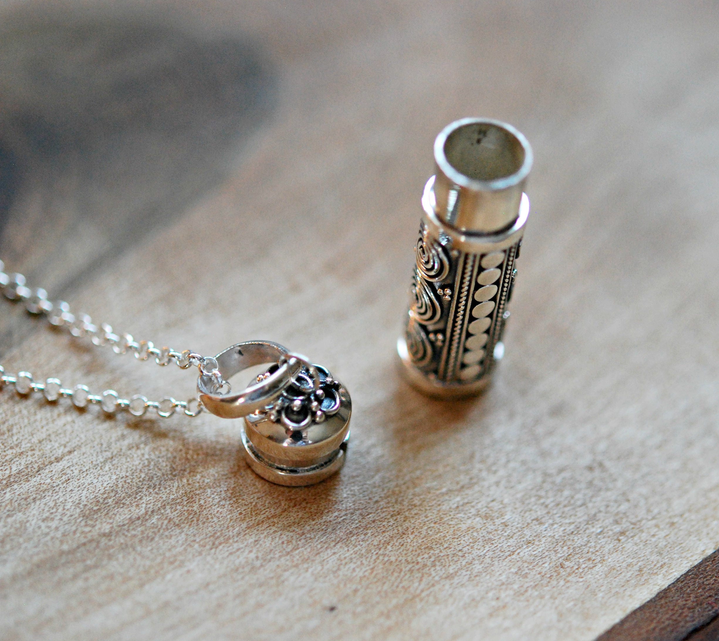 Sterling Silver Snuff Necklace Sterling Silver Prayer Box Etsy