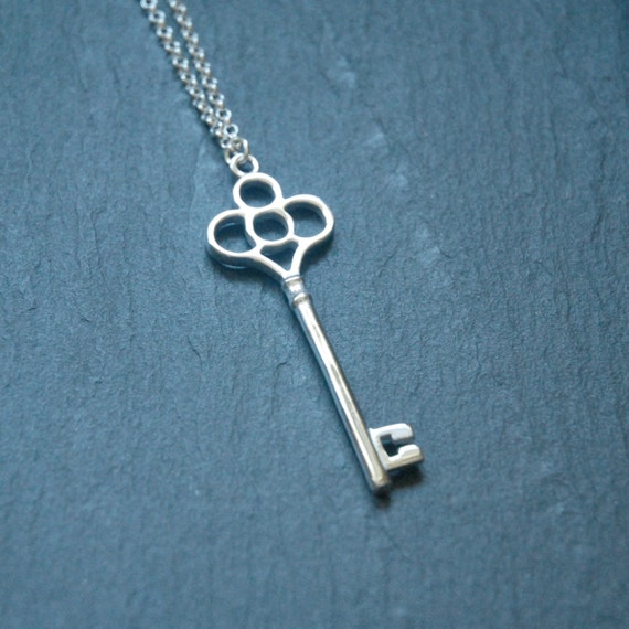 Sterling silver key necklace
