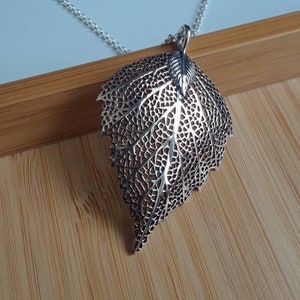 Grand collier de feuilles en argent sterling, bijoux bohèmes