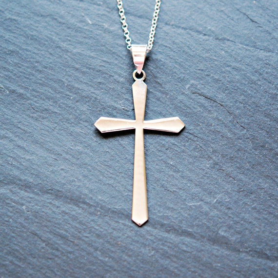 Large Cross Necklace Sterling Silver 