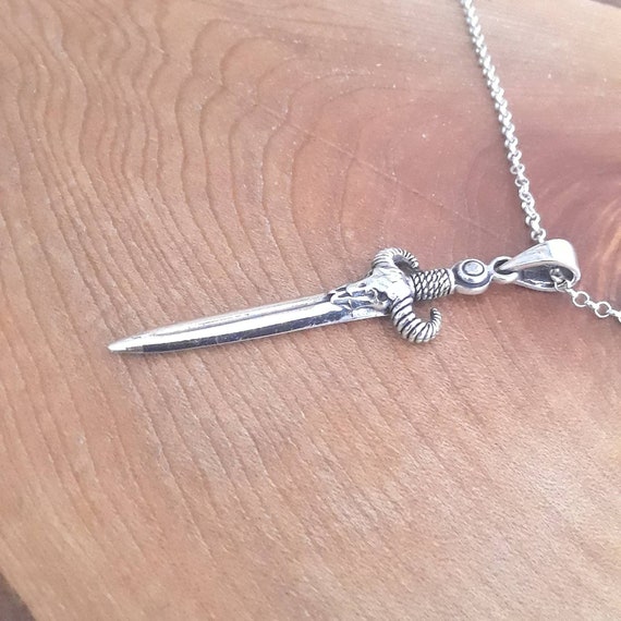 Sterling silver sword pendant necklace