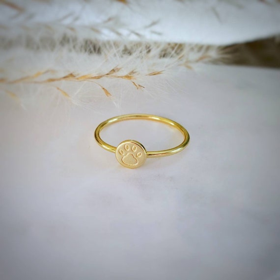 Gold paw print ring