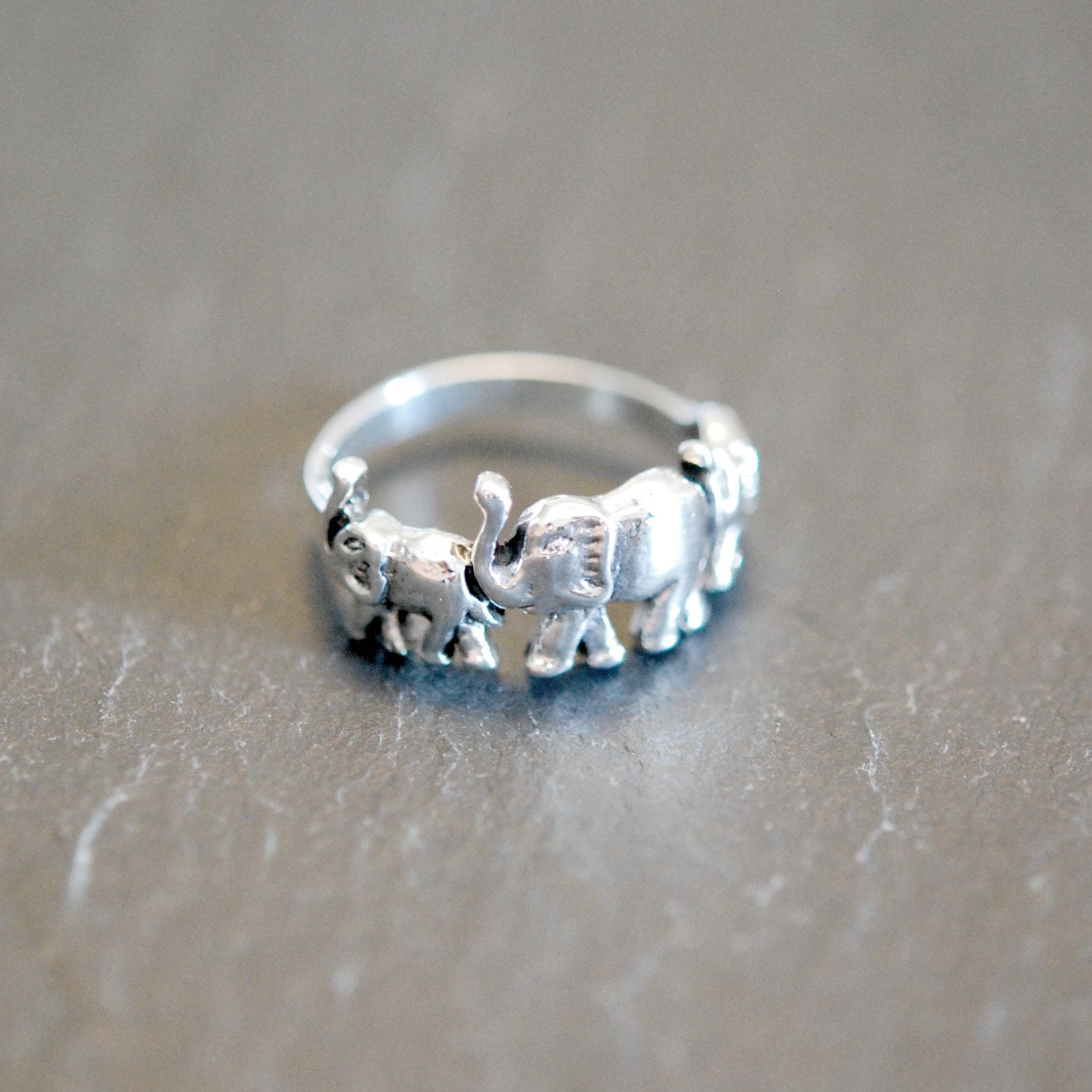 Sterling silver elephant ring, birthday gift, elephant jewelry, family
