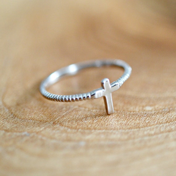 Small Band Sterling Silver Cross Ring