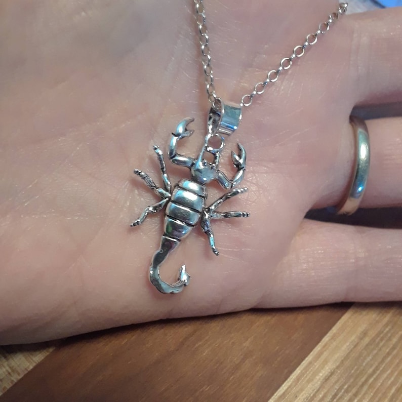 Sterling silver scorpion necklace, movable pendant, scorpio zodiac charm image 3