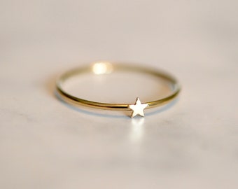 Gold star ring, celestial ring, gold stacking ring, lucky star stacker, delicate gold ring, rings for women, thin ring, minimalist ring