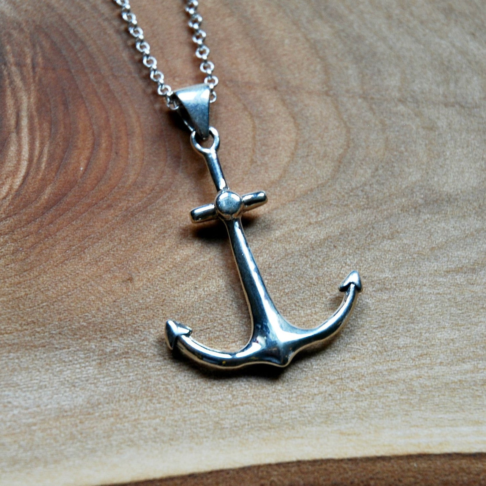 Silver anchor necklace large sterling silver anchor pendant Etsy