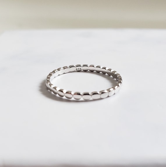Sterling silver flat bead band ring