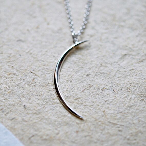Silver Moon Necklace Sterling Crescent Pendant Image 0