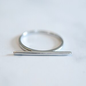 Bague barre horizontale en argent sterling, bijoux géométriques minimalistes modernes image 7