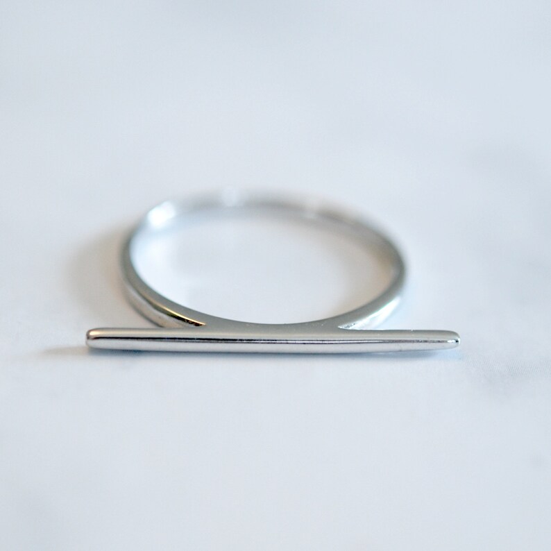 Bague barre horizontale en argent sterling, bijoux géométriques minimalistes modernes image 7