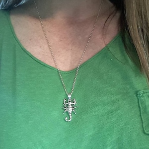 Sterling silver scorpion necklace, movable pendant, scorpio zodiac charm image 2