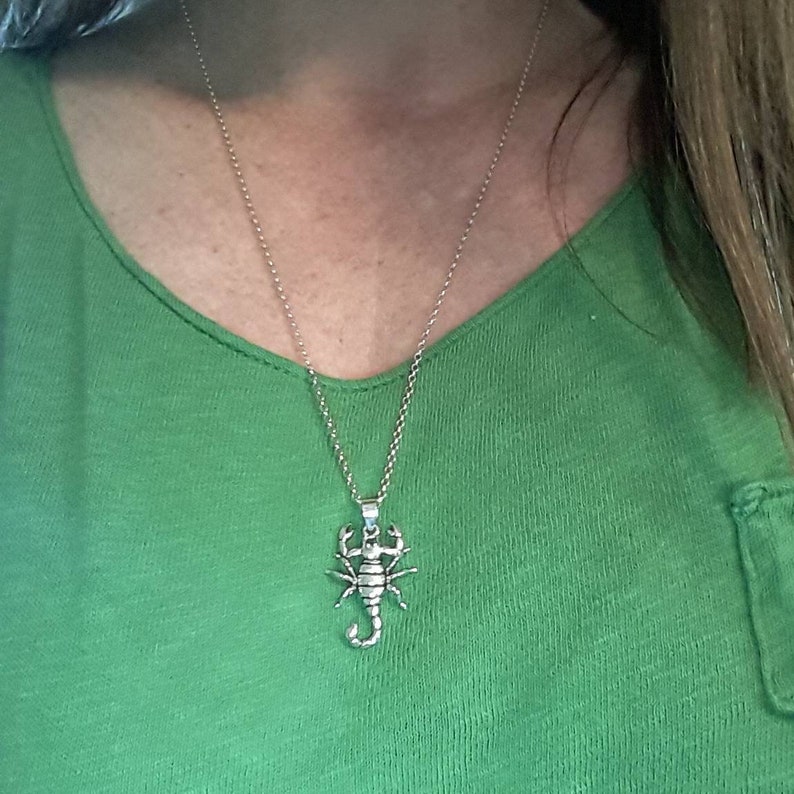 Sterling silver scorpion necklace, movable pendant, scorpio zodiac charm image 2