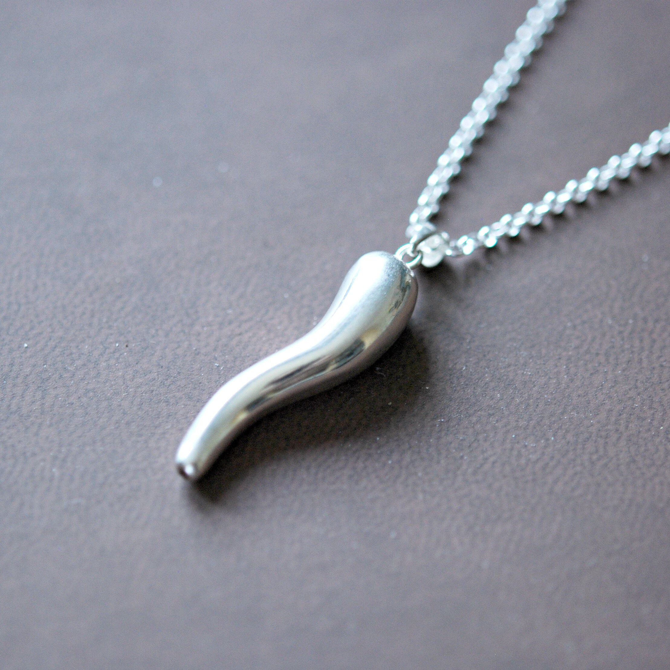 Sterling silver horn necklace