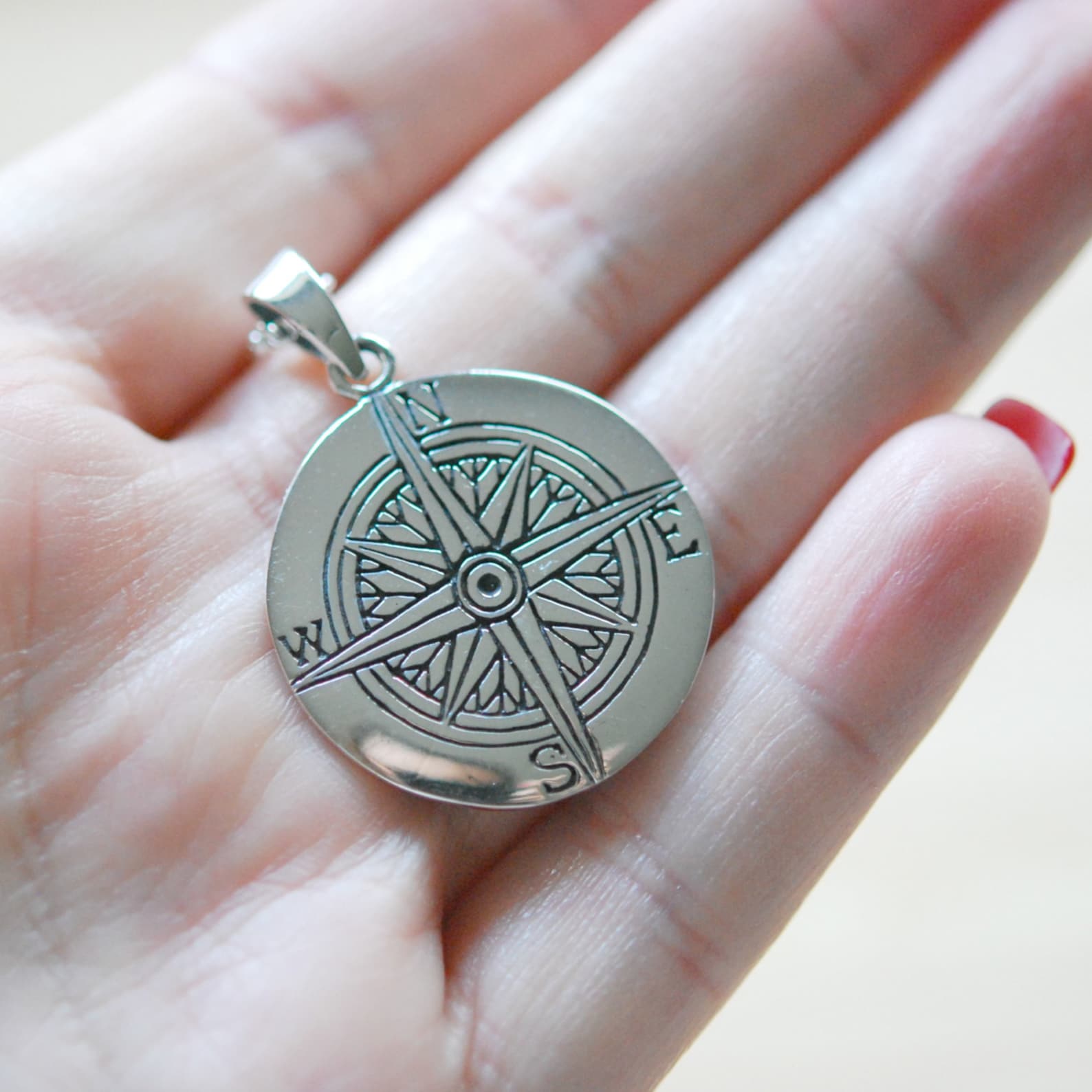 Compass Necklace Sterling Silver Compass Pendant Wanderlust Etsy Canada