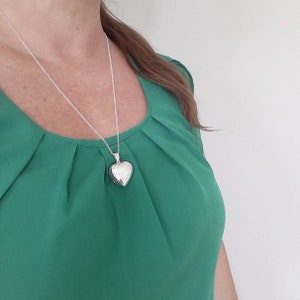 Sterling silver heart locket necklace, large sterling silver locket, engraved heart pendant, add photo, locket pendant, personalized locket