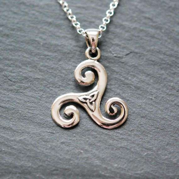 Sterling silver triskele necklace