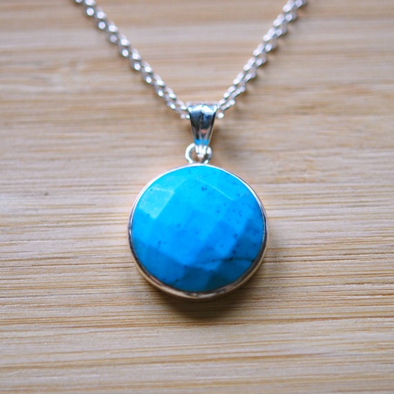 Sterling silver and genuine turquoise necklace