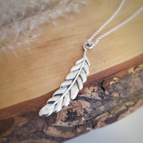 Sterling silver leaf necklace, large leaf pendant, layering necklace, bohemian jewelry, boho necklace for women, thin leaf, summer jewelry