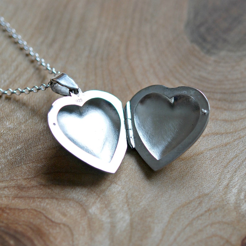 Sterling Silver Heart Locket Necklace Engraved Locket Large Etsy