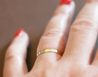Gold band ring, minimalist wedding band, thin ring, gold stacking ring, gold stacker, delicate gold ring, rings for women, flat band ring