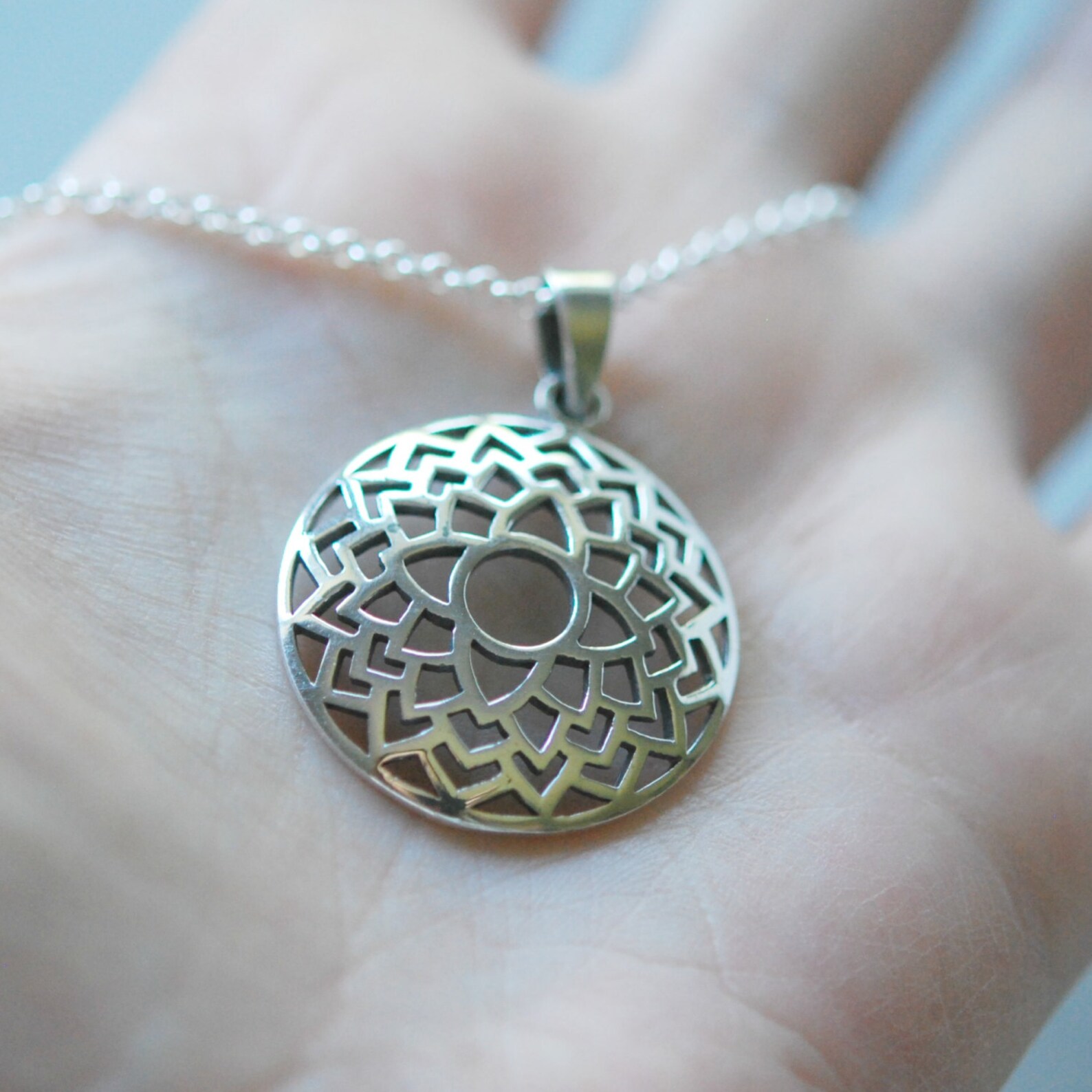 Sterling Silver Flower of Life Necklace Flor De La Vida Etsy