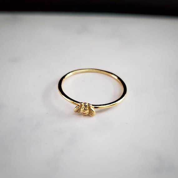 Gold bee ring, rings for women, honeybee jewelry, gold stacking ring, skinny gold ring, rings for women, bumblebee ring, thin gold ring