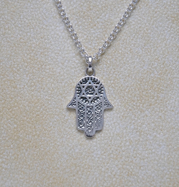 Sterling silver hamsa necklace