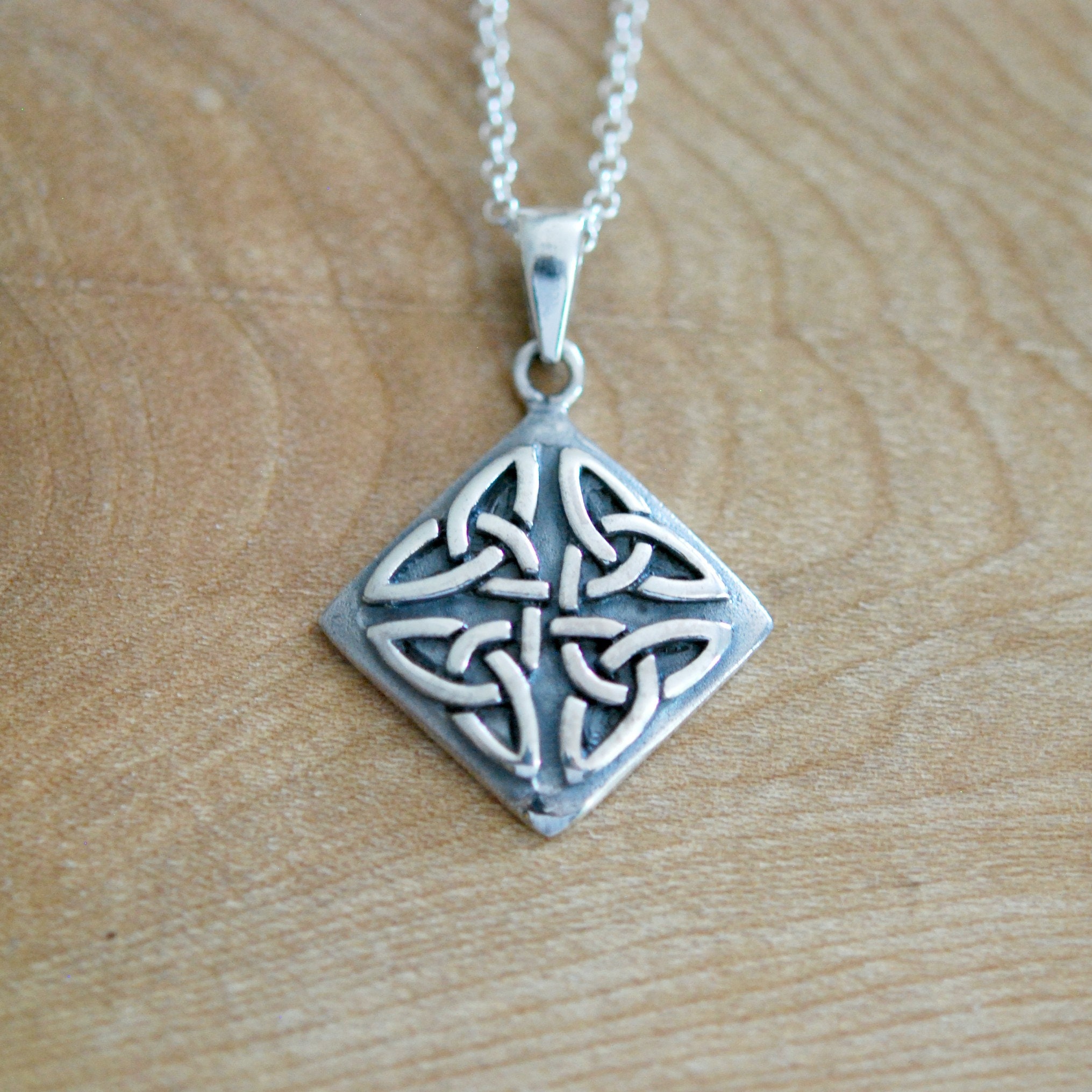 Silver celtic knot necklace, sterling silver knot pendant, silver love