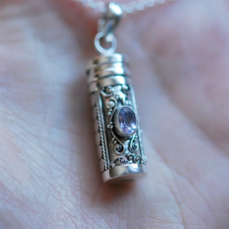 heart shape Sterling silver wish prayer locket pendant peridot garnet amethyst