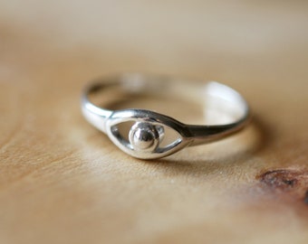 Sterling silver evil eye ring, spiritual protection talisman