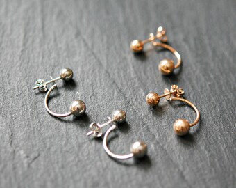 Ball stud ear jackets, sterling silver ball, rose gold ball, double ball, double sided earring, earring jacket, modern, trendy - stung
