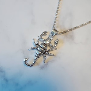 Sterling silver scorpion necklace, movable pendant, scorpio zodiac charm image 1
